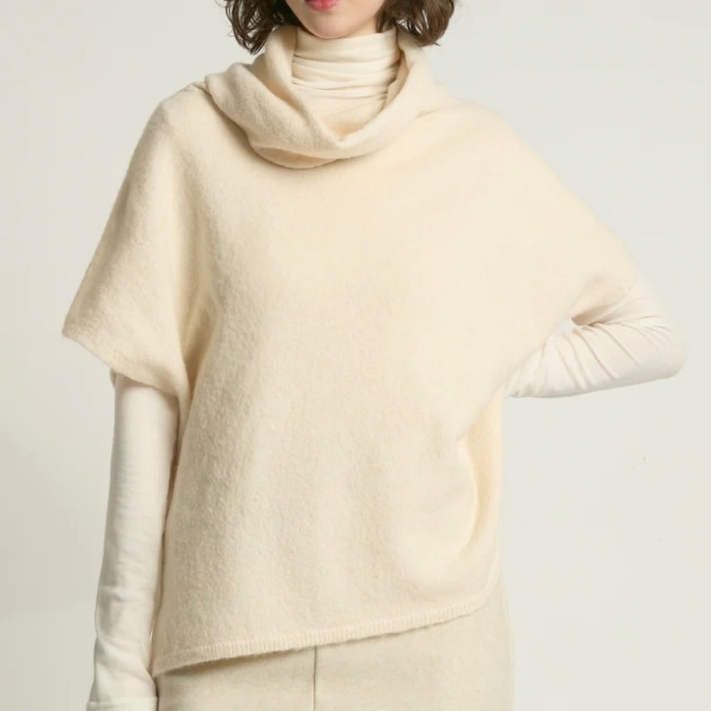 Look by M Merino Wool Funnelneck Flowy Blouse Women’s Cream/Ivory Classic Winter - Picture 3 of 15